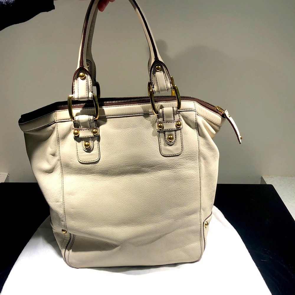 White leather satchel